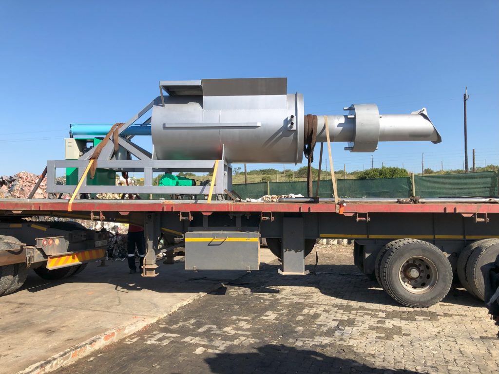 Rooikat Recycling loader on a flatbed truck